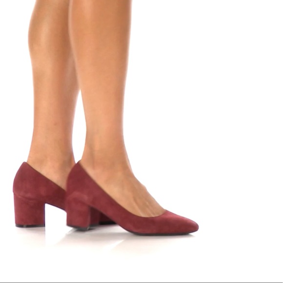 Cole Haan Eliree Pump 55mm Block Heel Burgundy Wine Suede Leather Sole Size 8 - Picture 3 of 15